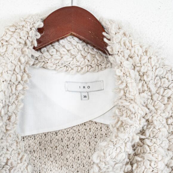 IRO Caty Looped Bouncle knit Jacket in Cream size 36 - Picture 3 of 10